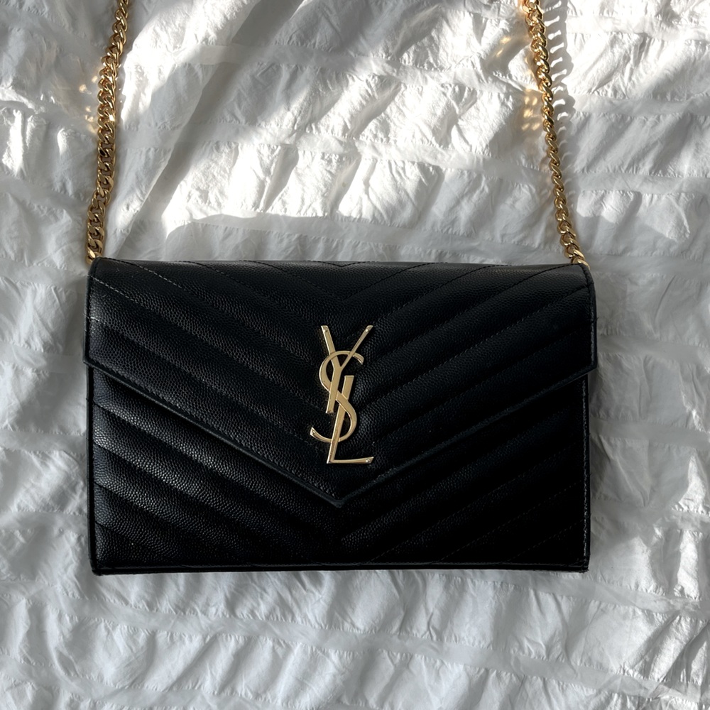Saint Laurent gold chain crossbody/clutch bag